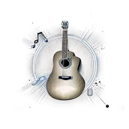acoustic guitar tattoo design idea