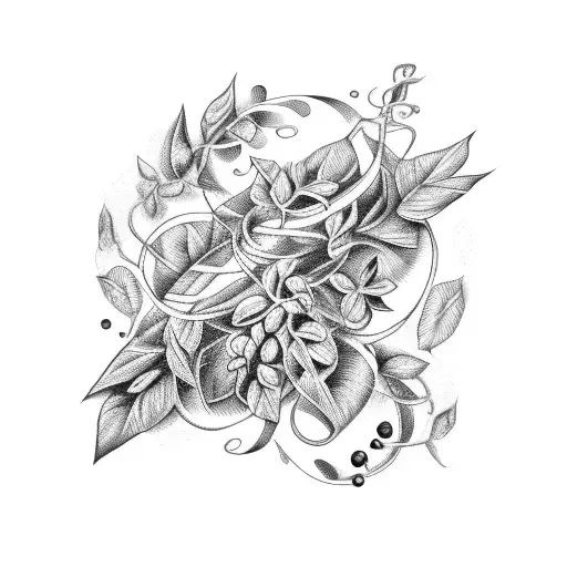 a field hockey stick wrapped in a vine of Italian herbs tattoo design idea