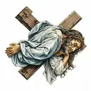 Mary at the foot of the Cross jesus tattoo design idea