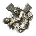 Mary at the foot of the Cross jesus tattoo design idea