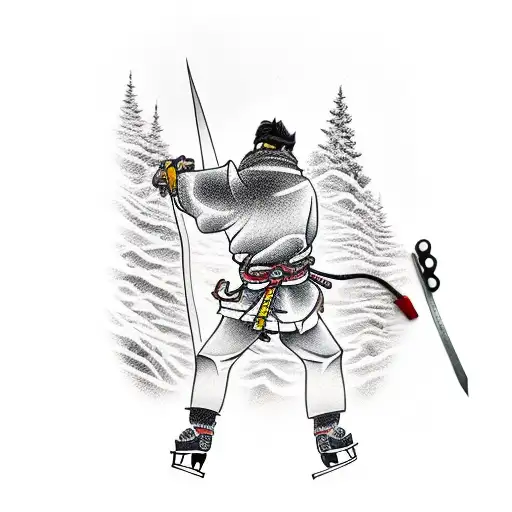 ice climbing samurai  tattoo design idea