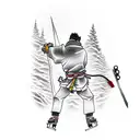 ice climbing samurai  tattoo design idea