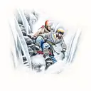 ice climbing samurai  tattoo design idea