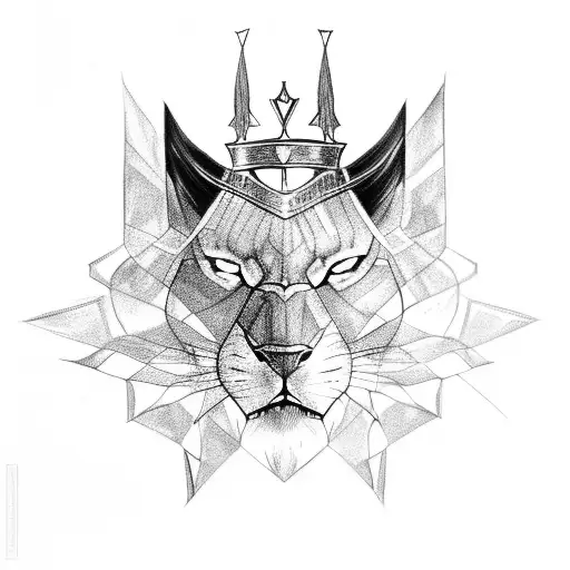 Black panther with blue eyes and crown tattoo design idea