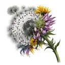 dandelion rainbow masculine tattoo design idea