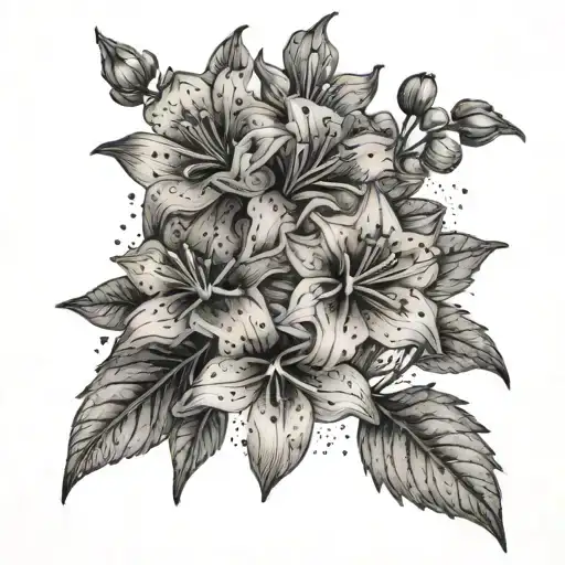 mountains casseopia constellation sweet william flower  tattoo design idea