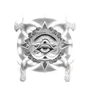 All Seeing Eye Lion tattoo design idea