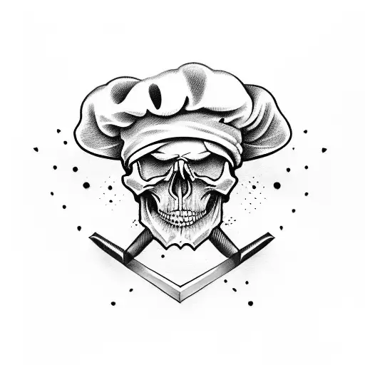 Skull chef Knife old school tattoo design idea