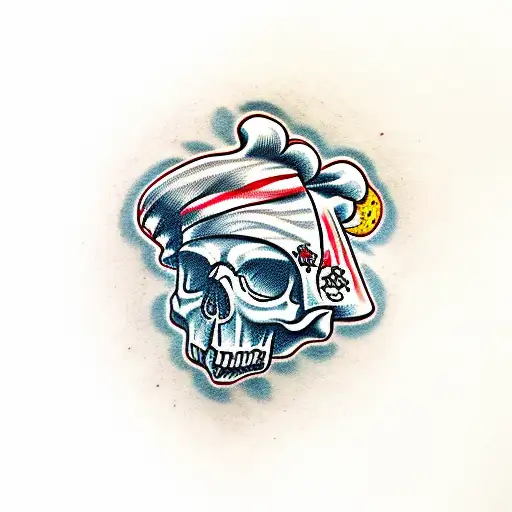 skull chef knife tattoo design idea