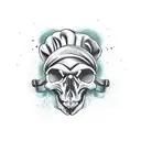 Skull chef Knife old school tattoo design idea