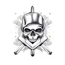 Skull chef Knife old school tattoo design idea