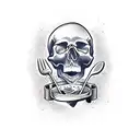 Skull chef Knife old school tattoo design idea