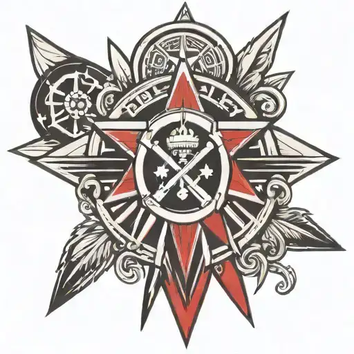 red star belgrade with cross tattoo design idea