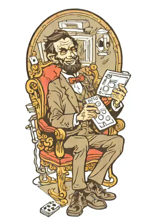 abe lincoln playing playstation tattoo design idea