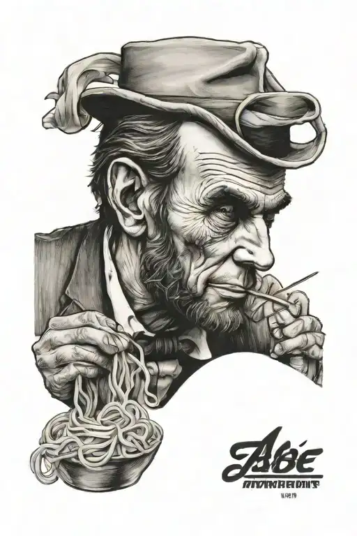 abe lincoln eating spaghetti tattoo design idea