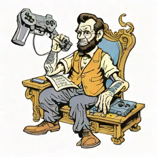 abe lincoln playing playstation tattoo design idea