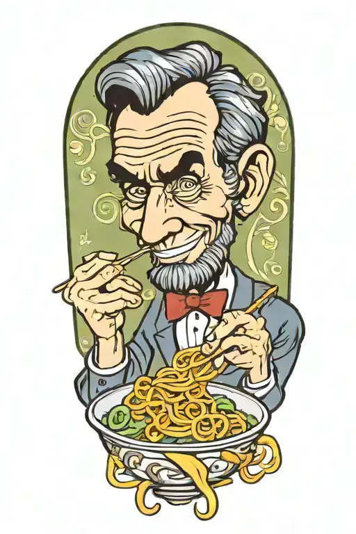 abe lincoln eating spaghetti tattoo design idea