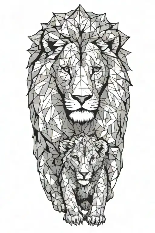 lion and cub tattoo design idea