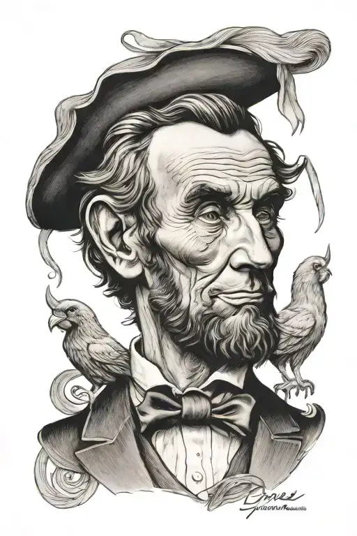 abe lincoln holding chicken parm tattoo design idea