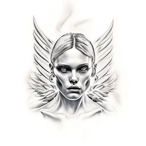 angel with demons tattoo design idea
