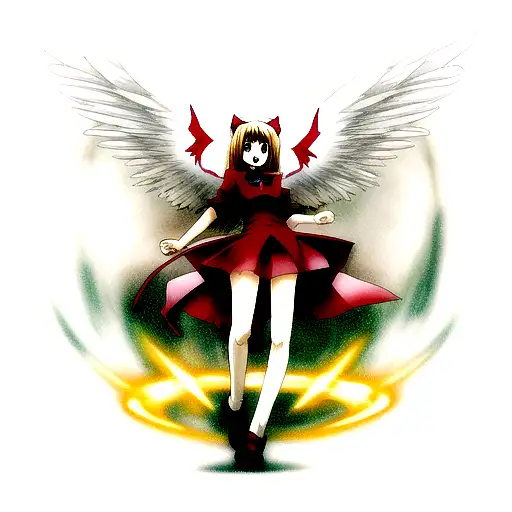 angel with demons tattoo design idea