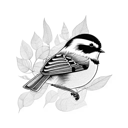 chickadee folk art tattoo design idea