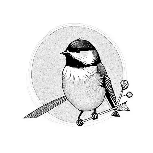 chickadee folk art tattoo design idea