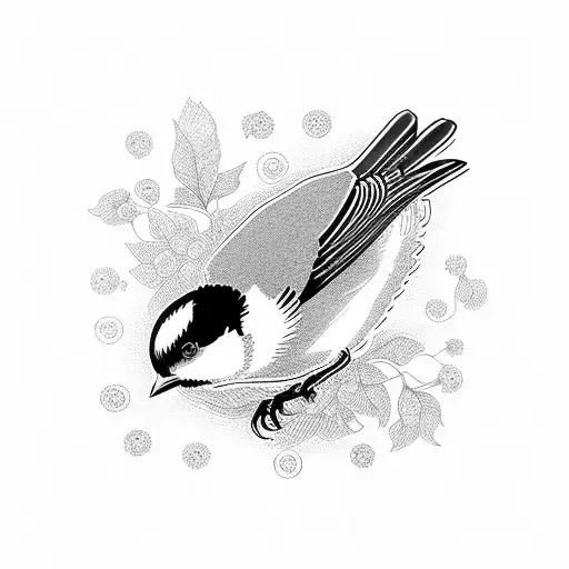 chickadee pattern tattoo design idea