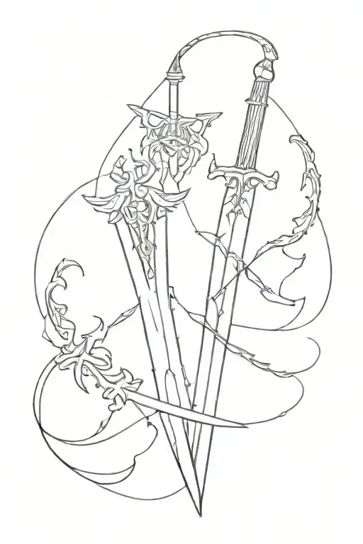 guts Sword and asta Sword stabbing tattoo design idea