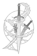 guts Sword and asta Sword stabbing tattoo design idea