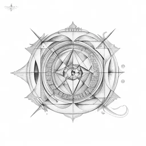 astrological labyrinth tattoo design idea