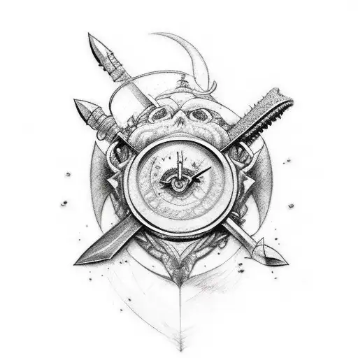 I would like a tattoo that involces a sword and a sand timer that signifies struggling with time tattoo design idea