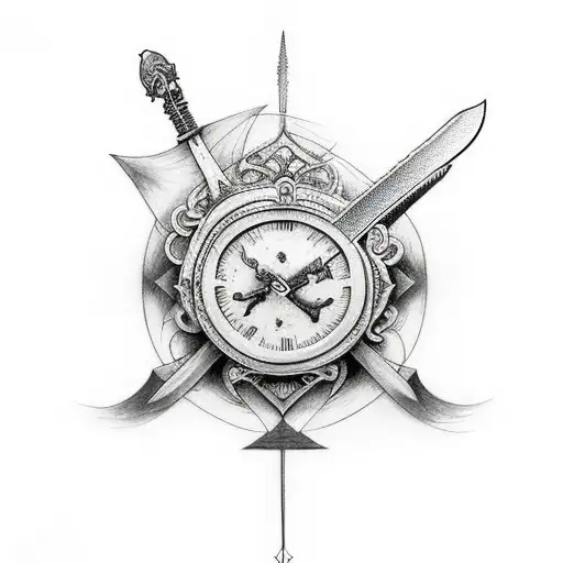 I would like a tattoo that involces a sword and a sand timer that signifies struggling with time tattoo design idea