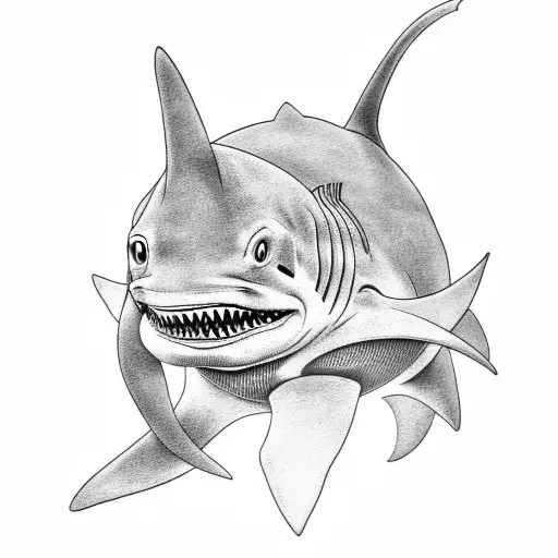 Gengar riding a shark tattoo design idea