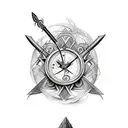 I would like a tattoo that involces a sword and a sand timer that signifies struggling with time tattoo design idea