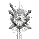 I would like a tattoo that involces a sword and a sand timer that signifies struggling with time tattoo design idea