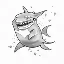 Gengar riding a shark tattoo design idea