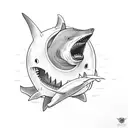Gengar riding a shark tattoo design idea