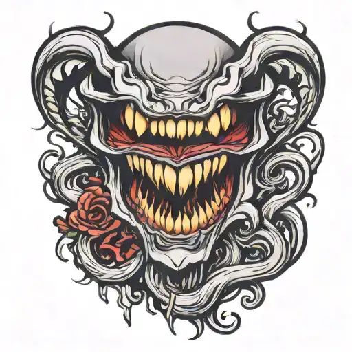 Draw a teeth open about to bite, not as intense as Venom but not like a vampire either. tattoo design idea