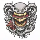 Draw a teeth open about to bite, not as intense as Venom but not like a vampire either. tattoo design idea