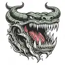 Draw a teeth open about to bite, not as intense as Venom but not like a vampire either. tattoo design idea