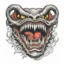 Draw a teeth open about to bite, not as intense as Venom but not like a vampire either. tattoo design idea