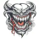 Draw a teeth open about to bite, not as intense as Venom but not like a vampire either. tattoo design idea