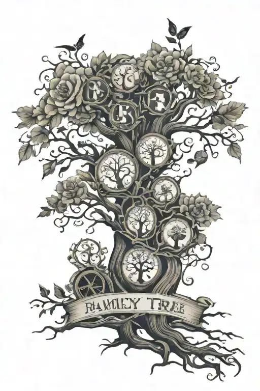 a family tree with the initials of your family Gage Kent Andrea Kent Randall Kent Gina Kent and Joe Kent tattoo design idea