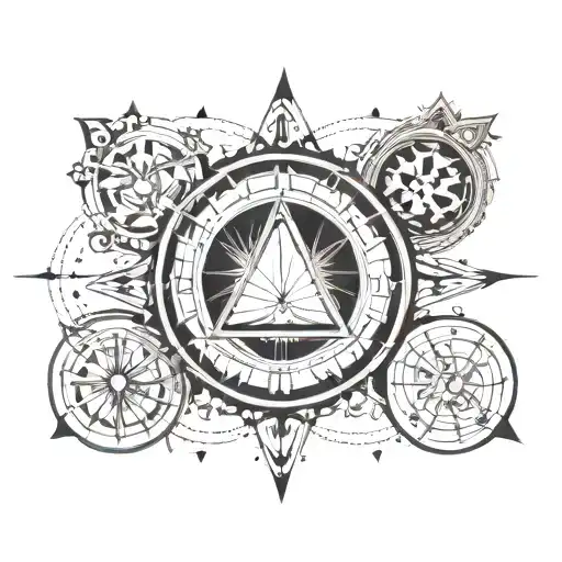 a shape of circle, ellipse, hyperbola, parabola, NO LINES tattoo design idea