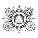 a shape of circle, ellipse, hyperbola, parabola, NO LINES tattoo design idea