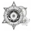 a shape of circle, ellipse, hyperbola, parabola, NO LINES tattoo design idea