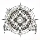 a shape of circle, ellipse, hyperbola, parabola, NO LINES tattoo design idea