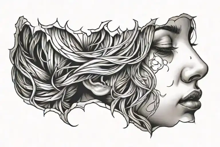 a crying girl tattoo design idea