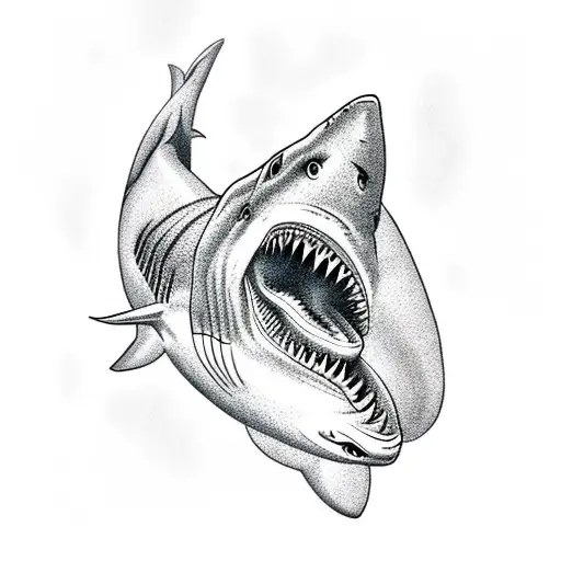 Shark with mouth opened  tattoo design idea